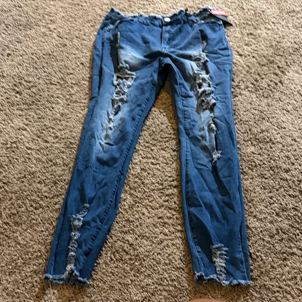 Redfox Distressed Blue Women's Jeans Size 17